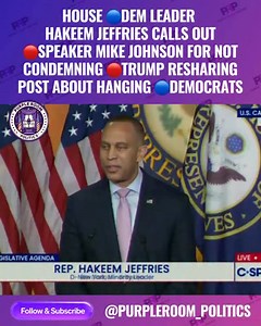 House Minority Leader Hakeem Jeffries condemned Speaker Mike Johnson for his failure to forcefully denounce President Trump’s recent social media posts, which accused six Democratic lawmakers of “seditious behavior, punishable by death” and included a reshare of a user’s comment to “HANG THEM”. The controversy began when a group of six Democratic members of Congress, all military or intelligence veterans, released a video urging U.S. service members to refuse illegal orders. Trump responded on T