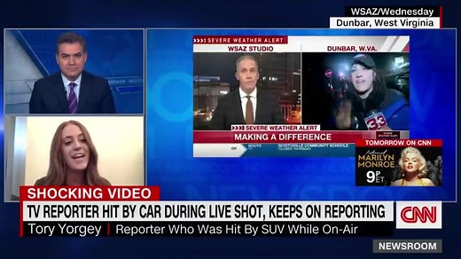 CNN’s Jim Acosta speaks with reporter Tori Yorgey days after she was struck by a car while doing a live shot for a West Virginia news station. | CNN