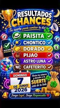 CHANCE Results: Chontico, Dorado, Paisita, Astro Luna and more - Sunday, June 7, 2026