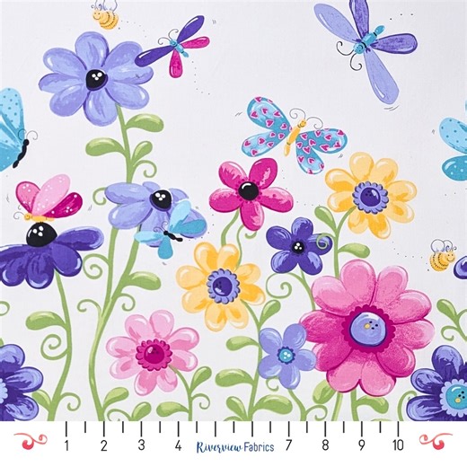 Butterfly Double Border Fabric by the Yard: Quilting Cotton, White - Etsy UK