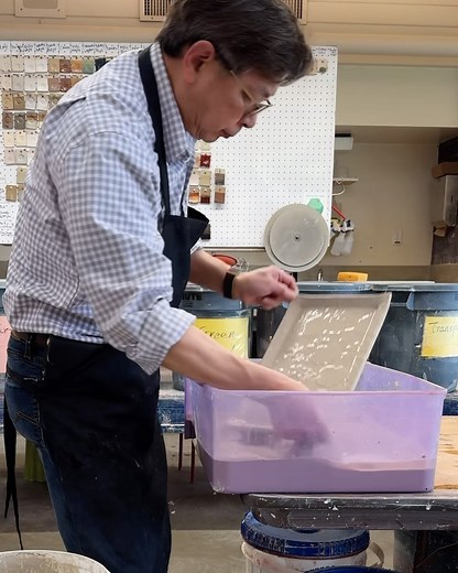 797. Basic glazing demo at Palo Alto Art Center for my hand build class. The video is about 43 minutes long. This reel is a part of the clip on how to glaze a long flat piece with the bucket no full enough to submerge in it. Watch the full version on my YouTube channel: https://www.youtube.com/watch?v=erbv-wtA3jM | Hsin-Chuen Lin Ceramics