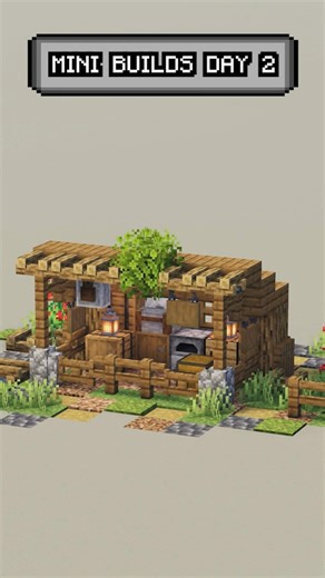 Mini Build Day 2 : Minecraft Outdoor Hut / Shack #minecraft #starterhome #minecraftshorts