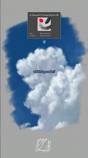 painting cloud but using different brushes #art #krita #shorts