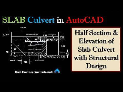 5. How to draw Half Section & Elevation of Slab Culvert with Structural Design | SLAB Culvert