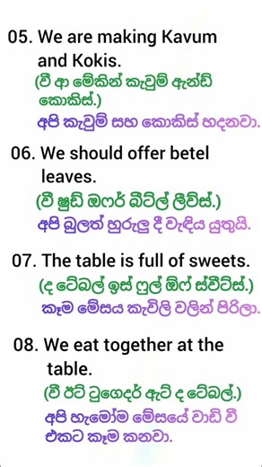 Sinhala & Hindu Year Phrases in English | with Sinhala meaning | #english #shorts #Trending #learn |
