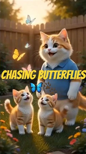 Cute Kittens Chasing Butterflie🦋|#cat #kittens #butterfly #shorts