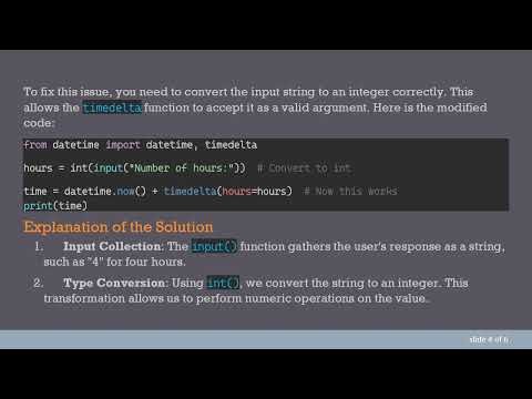 Solving the TypeError: How to Properly Input Hours with Python's timedelta