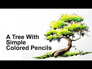 How to draw a tree step by step with color pencil ( very easy)