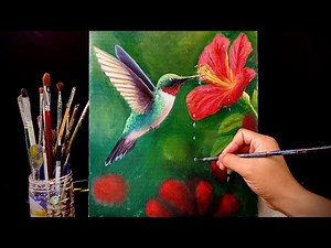 Beautiful! How to Paint a Hummingbird and Flower with Acrylics | Easy Step-by-Step Tutorial