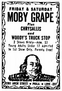 Oct 04, 1968: Moby Grape / Chrysallis / Woody's Truck Stop at Electric Factory Philadelphia, Pennsylvania, United States | Concert Archives