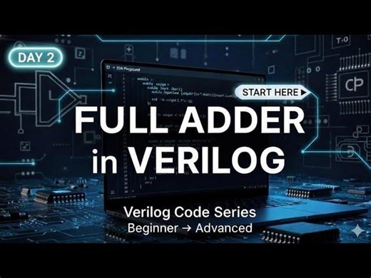 Day 2 | Full Adder in Verilog | EDA Playground | Zero to Beginner | Shiv Sharma