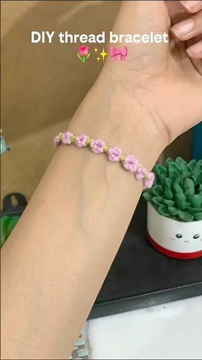 Let’s make a Thread Bracelet 😍| DIY floral bracelet