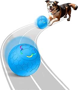 Smart Interactive Dog Ball, Motion Activated Rolling Ball, Dog Interactive Toys for Boredom, 2.2" in Diameter for Small Dogs, USB Chargeable, Blue