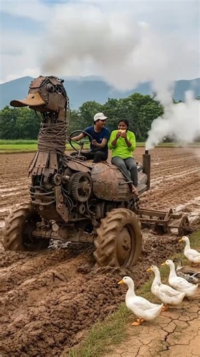 The Moment the Supreme Duck Machine Rolled Through the Paddy Field #shorts #viralshorts