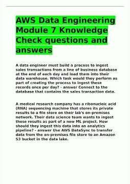 Aws Data Engineering Module 7 Knowledge Check Questions And Answers pdf video