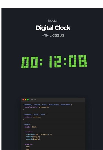 Digital Clock – JS 🕣 #ui #html #javascript