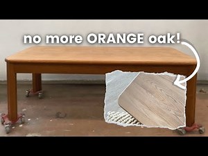 Thrifted Oak Coffee Table gets a new WHITE-WASHED FINISH!