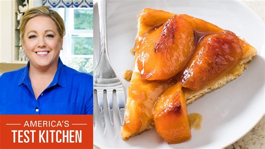 Perfect peach tarte tatin with caramelized fruit and buttery crust