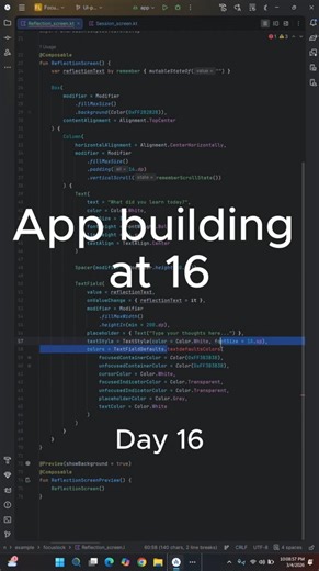 APP BUILDING AT 16! DAY 16 #coding #appdevelopment