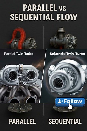 Parallel vs Sequential Turbo Flow in Automobiles Explained #turbochargedengine #automobile #shorts