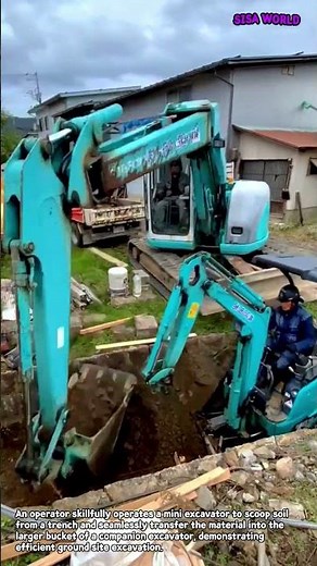 Mini Excavator Trenching and Soil Transfer Operation #worker #process #excavation #machinery
