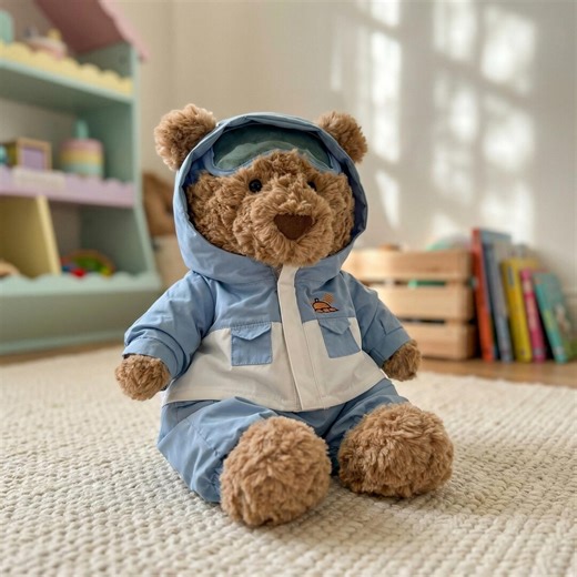 Hooded Teddy Bear Plush Toy, Soft Blue Outfit Stuffed Animal, Cuddly Baby Toy - Etsy