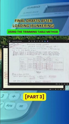 [PART 3] SHIP BUNKERING | COMPUTING FINAL DRAFTS USING TRIMMING TABLE (TRIM AND STABILITY)