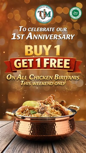 Thanjai Mess on Instagram: "From day one to year one, it’s been your love that brought us here. We’re incredibly grateful to our supporters for making TJM NJ what it is today. Celebrate our 1st Anniversary with us! Buy 1 Get 1 FREE on all Chicken Biryanis This weekend only 📍 NEW JERSEY 2226 US-130, North Brunswick Township, NJ 📞 (732) 820-6808 🌐 thanjaimess.com #TJMNJ #ThankYou #GratefulHeart #1stAnniversary #BiryaniLove"