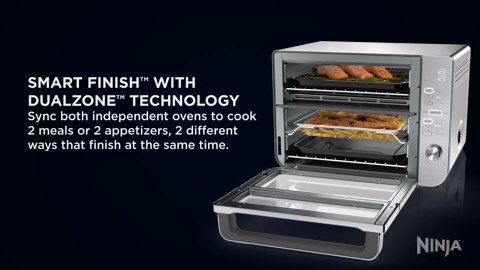 Ninja Countertop Oven Double Stack XL & Air Fryer with Pro Cook System, 12-in-1, Flexdoor, FlavorSeal, SMART FINISH with DualZone Technology, Air Fryer, Bake, Broil, Reheat, Stainless Steel, DCT651