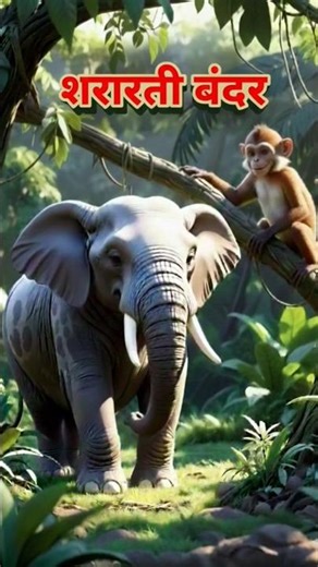 हाथी और शरारती बंदर 😄😄#aigenerated #ai #supportme
