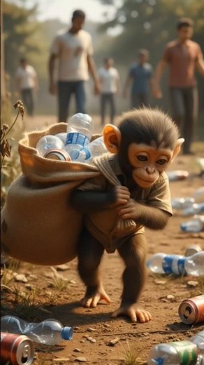 PIKU cleaning the streets 🎬👈❤️🐵 #piku #pikufilms #shorts #ytshorts #trendingshorts #viralshorts #yt