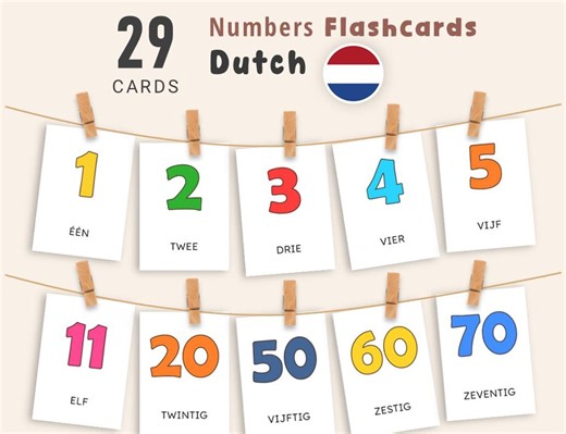 Printable Dutch Numbers Flashcards, Learn Counting 1 to 100 in Dutch, Montessori Homeschool Digital PDF - Etsy