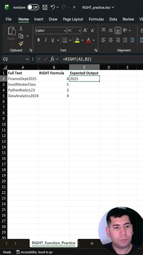 35 Excel Using RIGHT in a simple business example