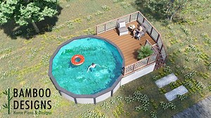 Avondale 18ft Pool Deck Plan – Above-ground Pool Deck With Stairs   Safety Railing | PDF   DWG Plans - Etsy