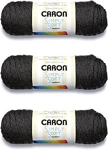 Caron Simply Soft Charcoal Heather Yarn - 3 Pack of 141g/5oz - Acrylic - 4 Medium (Worsted) - 250 Yards - Knitting/Crochet