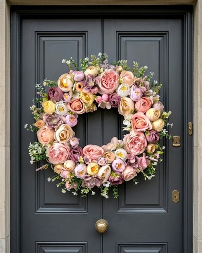 Spring Flower Wreath for Front Door 16 Inch Pastel Peony and Rose Floral Wreath Shabby Chic Wall Decor Summer Cottage Core Wreath - Etsy