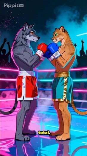 Lobo VS puma #shorts #animals #ia #boxeo