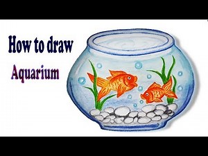 How to draw Aquarium .Step by step (Easy draw).