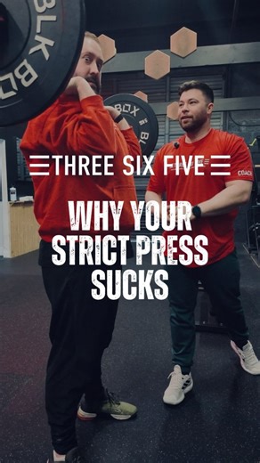 ≡ THREE SIX FIVE ≡ on Instagram: "Strict press is one of the most humbling overhead lifts and 99% of the time it’s not lack of strength… it’s position. In this reel, myself and Kevin will break down everything you need to know to maximize your Strict press! Correct setup – stance, grip and bar path Strong overhead position – ribs down, glutes on, head through We also cover common faults and how to fix them; • Overarching the lower back • Bar drifting out in front • Loose core + soft glutes Dial 
