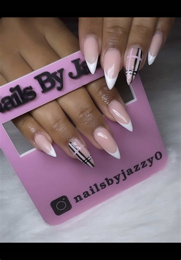 Burberry-Inspired Pink Stiletto Nails Tutorial
