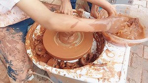 The skillful work of the pottery master