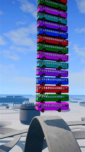 Bus Tower Fall | Bus Fall Crashes #Beamngshort - BeamNG.Drive #shorts #short #beamngdrive