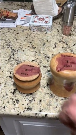 Cedar turned vase and bowl