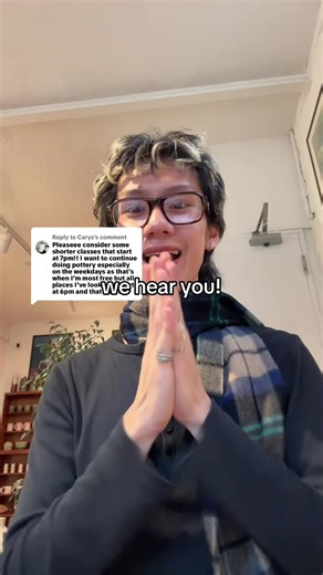 Replying to @Carys Please email us specific questions info@CeramicsClassesLondon.com 🤩 thank you for all the love on the recent videos too (really helps us out as a small business!) but for our evening classes in Barnes they start later at 18:30-21:30! We’re working on our timings & schedule for 2026 so let us know how we can accommodate 🫶