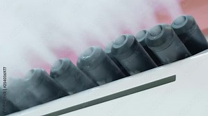 4K footage of humidification and evaporative cooling industrial system, close up view