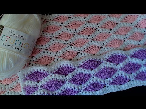 Quick crochet blanket. Crochet 2 colors. (Grows 3.5 inch per pattern)