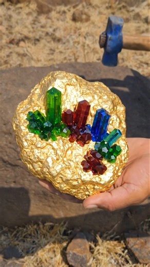 AMAZING 😱 $60,000 Green Red Blue Crystal Towers & Gold Found in Volcanic Rock 💎