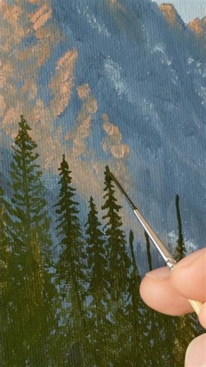 Painting Realistic Pine Trees in the Distance with Oil