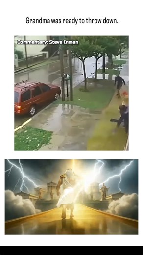 TheFunOrbit on Instagram: "The post showcases MMA commentator Steve Inman's humorous narration of security footage depicting an elderly woman fiercely punching a young man in a red hoodie who appears to harass her and her husband on a rainy street, emphasizing her unyielding defense. With over 7,600 likes and 136,000 views in under 24 hours, the clip resonates as a viral example of elderly resilience, aligning with Inman's #FAFO (Fuck Around and Find Out) series on unexpected comeuppance. Inman