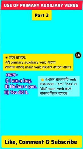 Use of Primary Auxiliary Verbs (Auxiliary Verbs - Part 3)